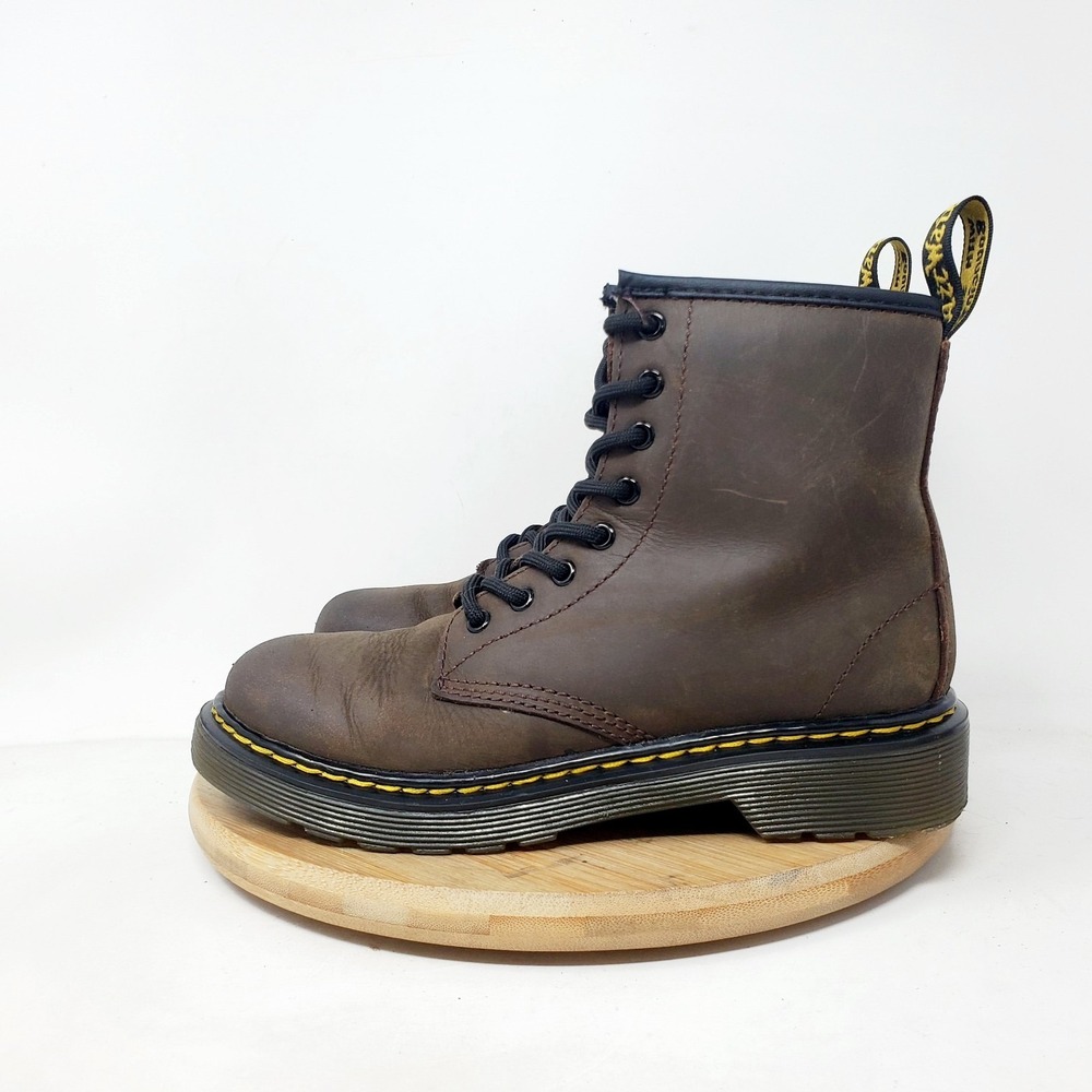 Dr Martens 1460 Serena Boots Kids 2 Brown Leather Lace Up 8 Eye Boys Girls Shoes